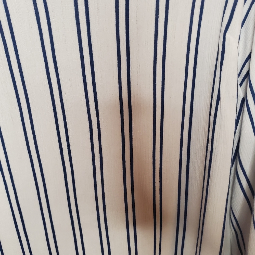 MICHAEL Michael Kors White Blouse with Navy Stripe - Picture 7 of 8